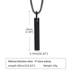 3D Bar Box Chain Pendant Necklace — Stainless Steel