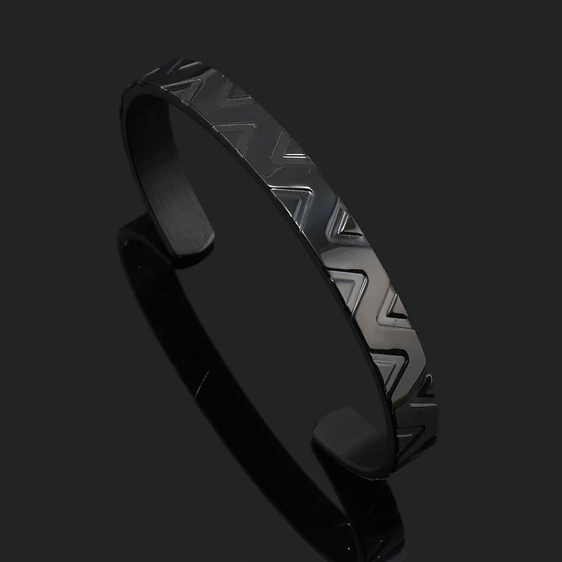 Luxury Open Cuff Hip Hop Stainless Steel Triangle Man Bangles Golden Women Bracelets Jewelry Couple Gift