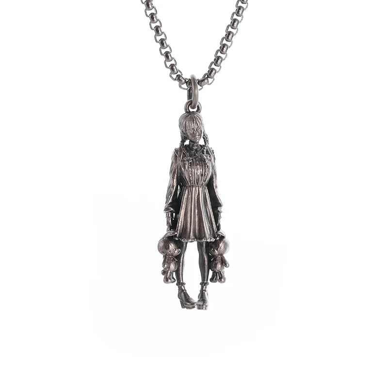 Vintage Punk Mythology Style Metal Sexy Angel Goddess Pendant Necklace for Men Women Classic Mysterious Souvenir Jewelry