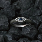 Silver Lapis lazuli vintage Simple ethnic style horse-eye pointed blue rings Unisex version for trend Party banquet Jewelry gift