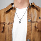 Music Symbol Gemstone Pendant — Stainless Steel