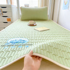 2026 New Summer Cooling Mattress Pad, Solid Color Latex & Ice Silk Mat Washable Foldable Bed Cover for Home Dorm Single