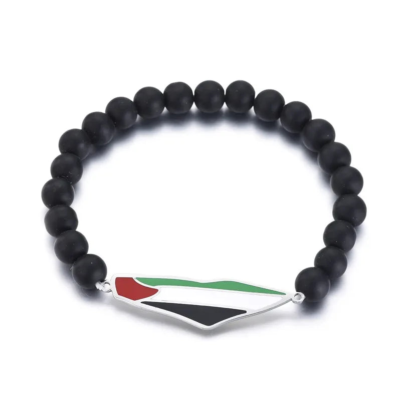 Palestine Flag Steel Bracelet Beaded Hand