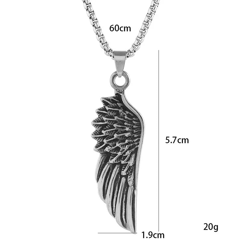 Silver Feather Wings Angel Pendant Necklace