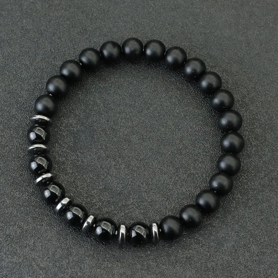 Noter Men Bracelet High Quality Black Frosted Stone Strand Braslet Gifts For Boyfriend Husband Hematite Healing Braclet Pulsera