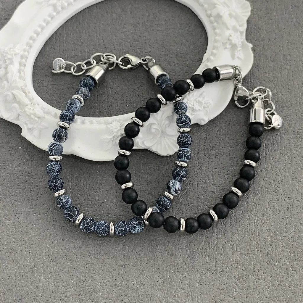 6mm Tiger Eye Beads Strand Bracelets Men Women Charm Stainless steel Chain Colorful Natural Stone Bracelet Male Jewelry