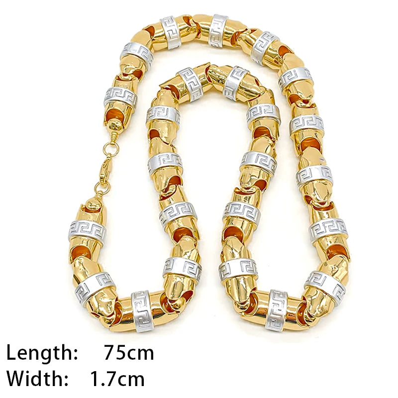 75cm Long Hip Hop Trendy 18K Gold Plating Bold Chain Necklace for Man Golden Italian Jewellry Party Banquet Birthday