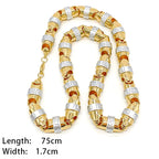 75cm Long Hip Hop Trendy 18K Gold Plating Bold Chain Necklace for Man Golden Italian Jewellry Party Banquet Birthday