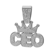 Iced Out Crown CEO Letter Pendant Cuban Link Chain Necklace