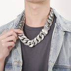 24/31MM Larger Cuban Chain Dog Bone Charm Necklace for Men Women Stainless Steel 316L Heavy Choker Punk Trendy Jewelry Cool Gift