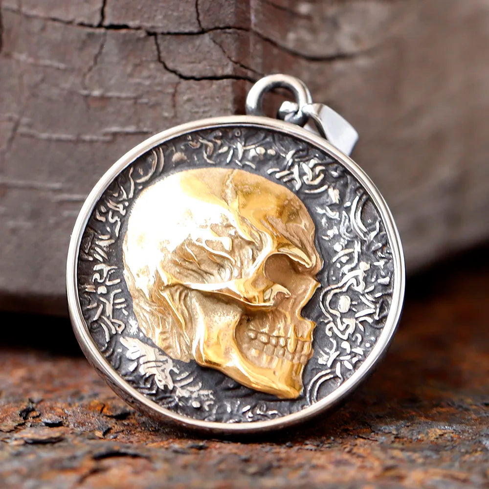 Double-Sided Skeleton Pendant Necklace — Stainless
