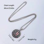 1PC INGX Stainless Steel Men's Retro Knight Cross Shield Pendant Necklace for Men Medieval Viking Necklace Man Jewelry