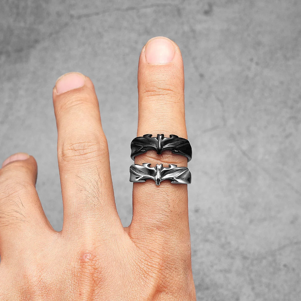 Bat Ring Black — Stainless Steel