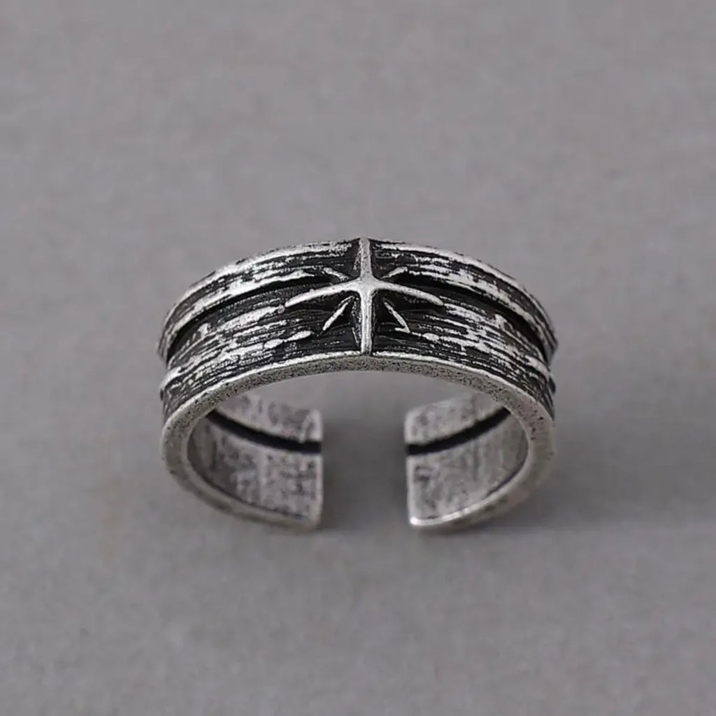 Unisex Silver Starry Night Punk Gothic Adjustable Open Ring Retro Art Jewelry Gift for Men And Women