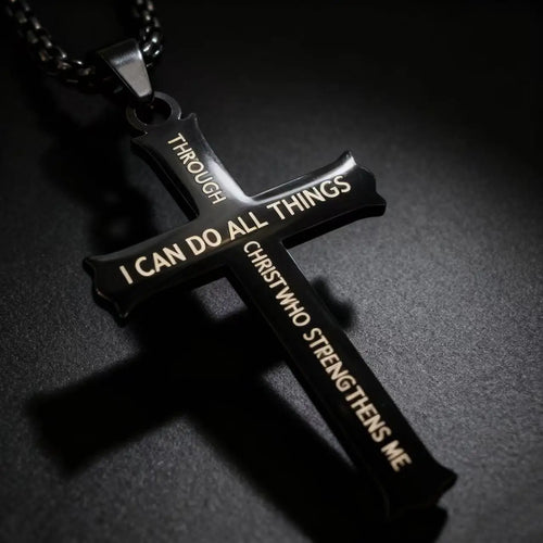 Religious Catholic Cross Stainless Steel Pendant Necklace