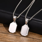 Vnox Geometric Pendant Necklaces For Boys,Stainless Steel Simple Square Dog Tag Men Necklaces,Retro Collar Jewelry Gift