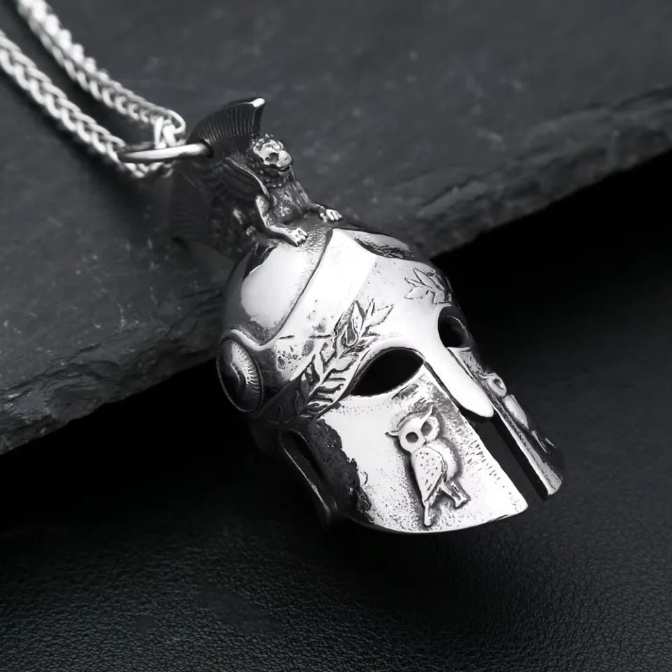 Spartan Helmet Steel Pendant Vintage Style 316L