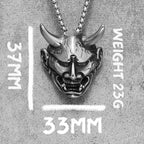 Japanese Prajna Mask Stainless Steel Men Women Necklaces Pendants Chain Punk Jewelry Creativity Gift Dropshipping Wholesale