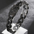 Punk Skull Bracelet For Man In Black Stainless Steel Skeleton Jewelry Men's Wrist Bracelets Rockers' Jewelry