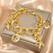 Diana Baby Link Chain Copper Gold Color Bear and Lock Bracelets for Women Wholesale Retail Fashion Jewelry Party
