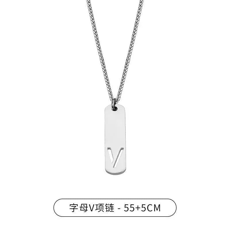Steel Pendant Letter Rectangle Tags Initial