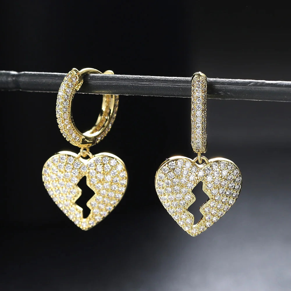 Crystal Heart Hoop Earrings — Stainless