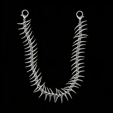 Gothic Y2K Spike Fishbone Waist Chain Necklace — Zinc Alloy
