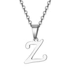 Vintage Initial Letter Pendant Necklace for Women Simple Stainless Steel Letter Glossy Clavicle Chain Choker Necklaces Jewelry