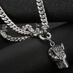 Massive Men's Wolf Head Pendant Necklace for Man 316L Stainless Steel Cuban Link Chain Gothic Hip Hop Streetwear Viking