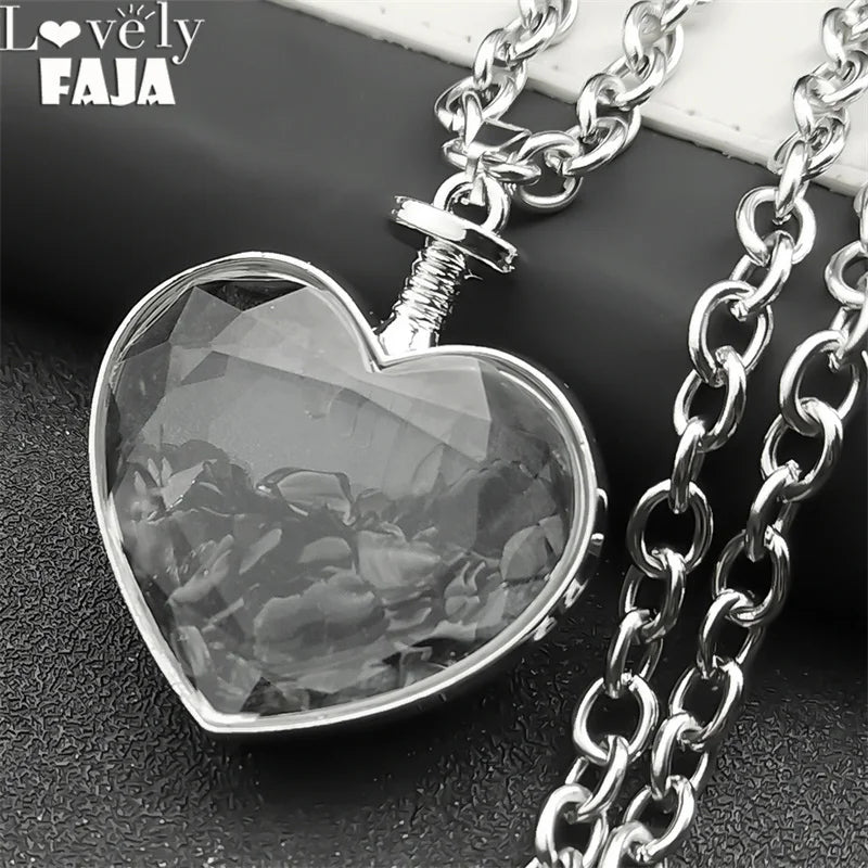 Gothic Heart Silver Pendant Punk Crystal Y2k Nzzz369-1