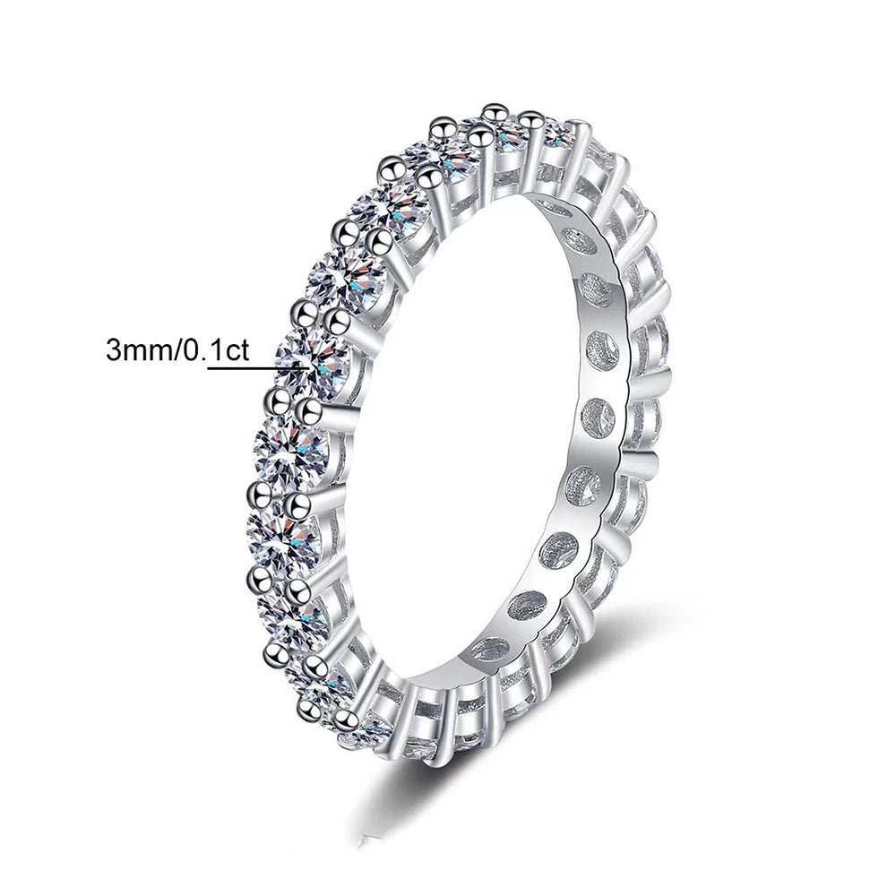 5mm D Color Moissanite Row Ring 925 Sterling Silver Diamond Wedding Band Rings For Women Certified Fine Jewelry Gift