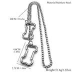 Punk Korean Dogs Bone Pendant Necklace For Women Egirl Stainless Steel Silver Color Cool Accessory Cute Diy Chain Jewelry Goth