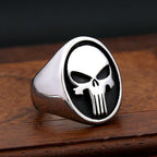 Fashion Punk Skull Rings Stainless Steel Simple Punisher Rings For Men Biker Unique Gothic Amulet Jewelry Gifts