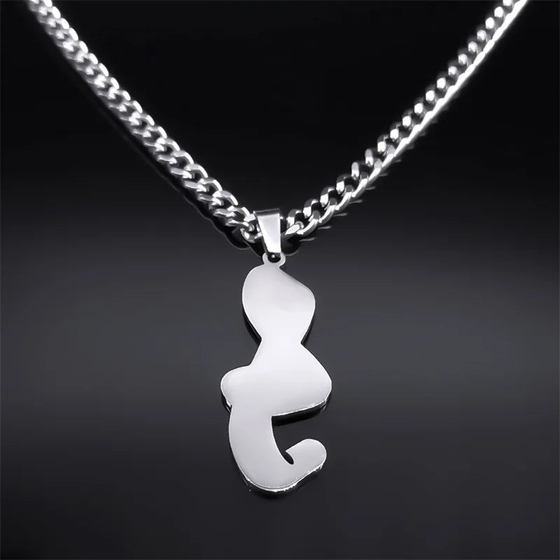 Piano Note Silver Pendant Necklace — Stainless Steel