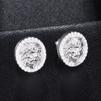 Classics Lion Stud Earrings Gold Color Filled Zircon Rhinestone Earrings for Men Women Hip Hop Jewelry Accessories Gifts
