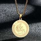 Stainless Steel Zodiac Sign Necklace For Women Men 12 Constellation Libra Symbol Pendant Necklace Amulet Collar Men Jewelry Gift