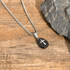 Small Natrual Stone Necklaces for Men Boys,Black Stone Stainless Steel Pendant Necklace,Hip Hop Stylish Jewelry Gifts