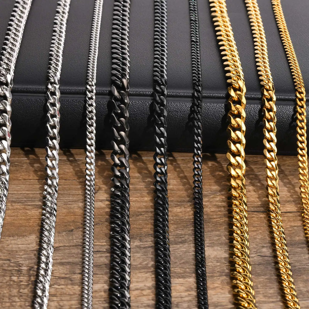 3/5/7mm Stainless Steel Cuban Link Chain Stainless Steel Necklace, Punk Hip-hop Choker for Men, Fashion Jewelry Accessories