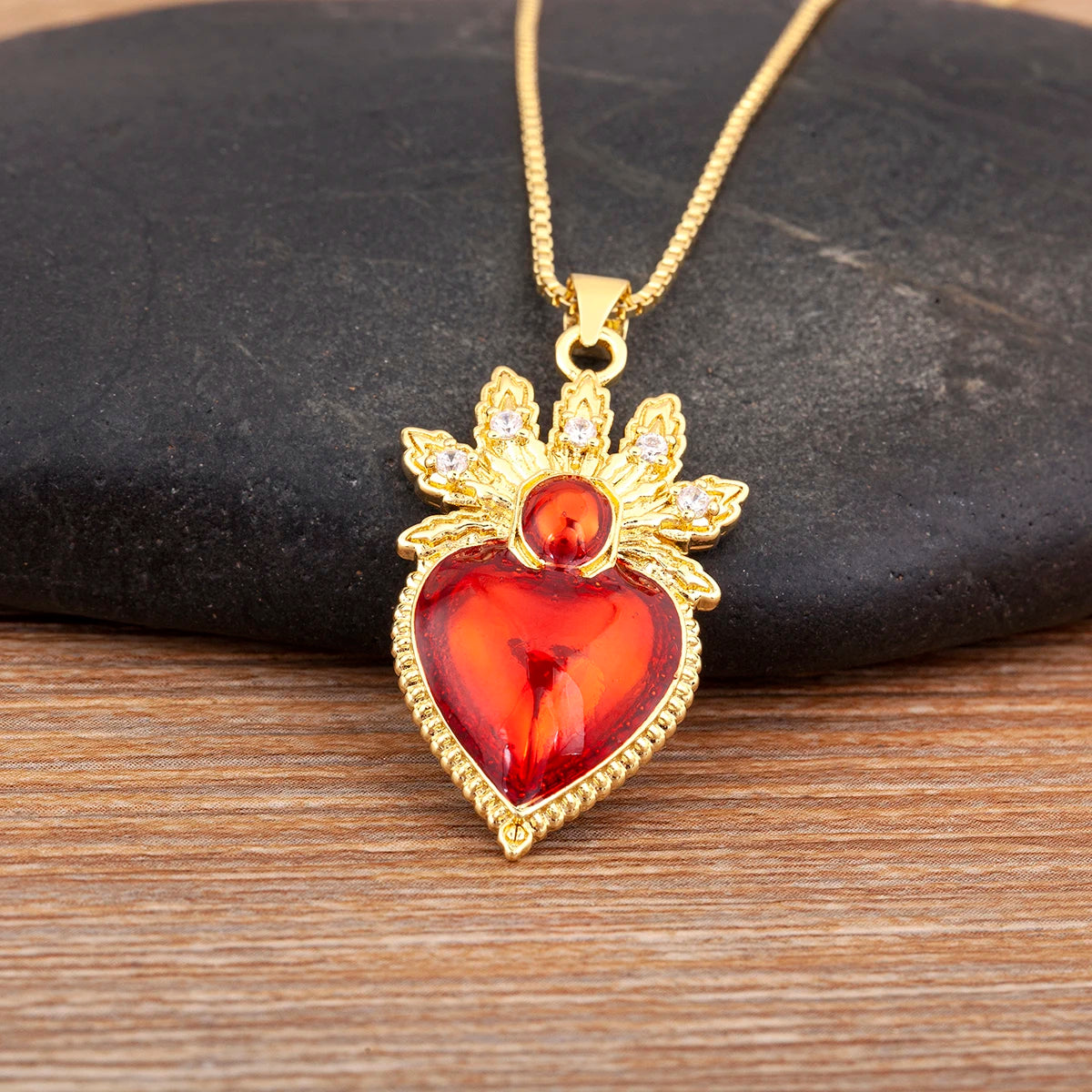 Iced Out Sacred Heart Pendant Necklace