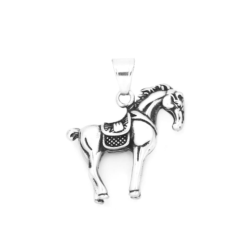 Horse Pendant Necklace — Stainless Steel
