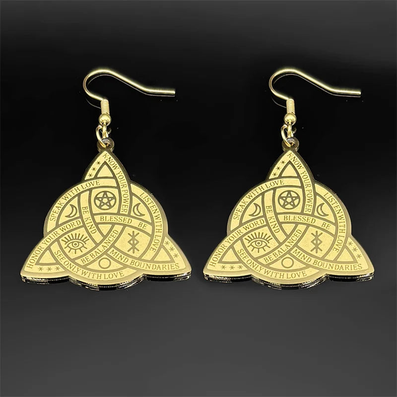 Odin Steel Earrings Viking Witch Celtic Knot Hoop