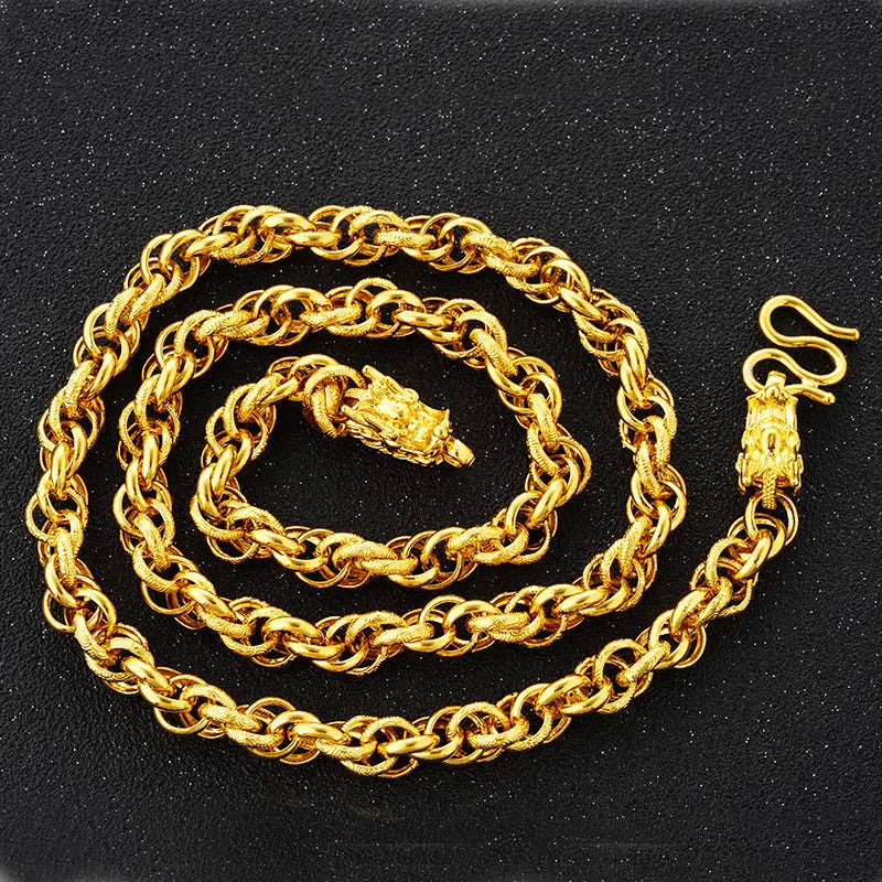 Men's Twist Chain Dragon Head Necklace — Gold-Tone