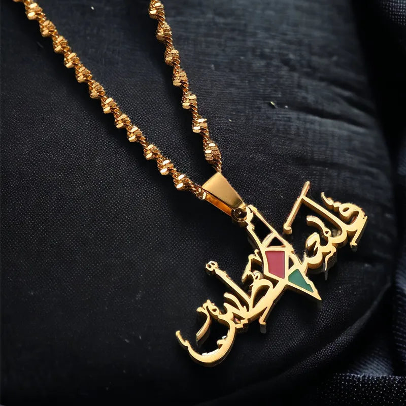 Palestine Flag Steel Pendant Arabic Collier