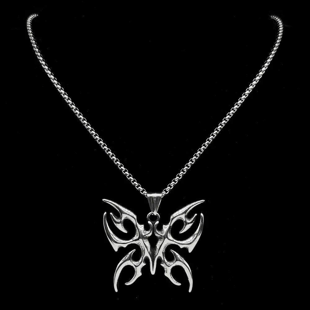 Fire Totem Butterfly Silver Chain Necklace