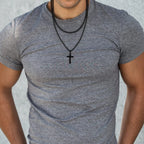Cross Two-Tone Pendant Double Chain Necklace