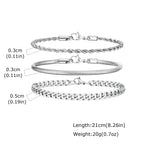 Cuban Chain Bracelet Set 3pcs — Stainless