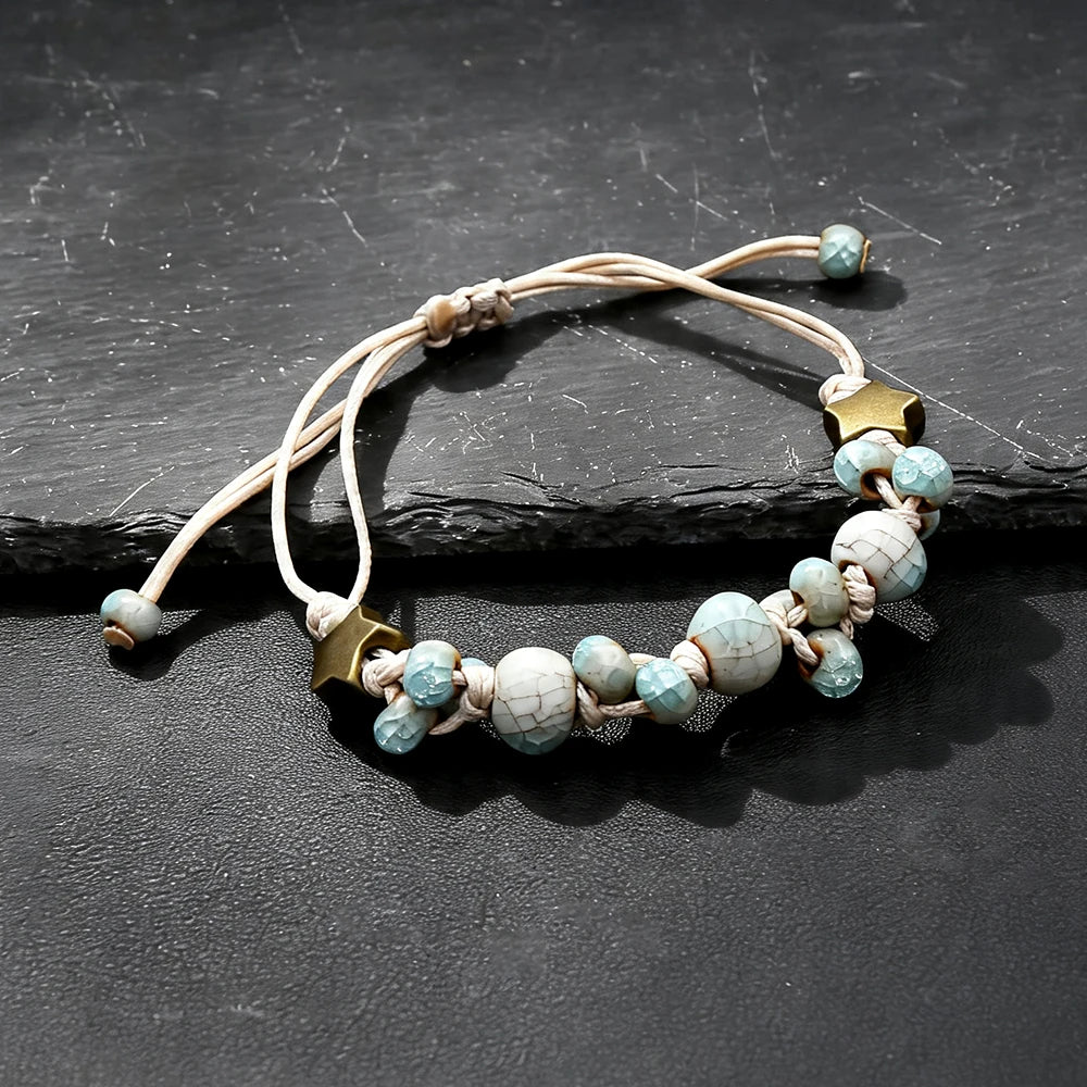 Rope Ceramic Bead Bracelet — Stainless Steel
