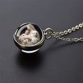 Jesus and Virgin Mary Necklace Saint Michael Jude Anthony Patrick Paul Glass Ball Pendant Religious Jewelry Christian Gift