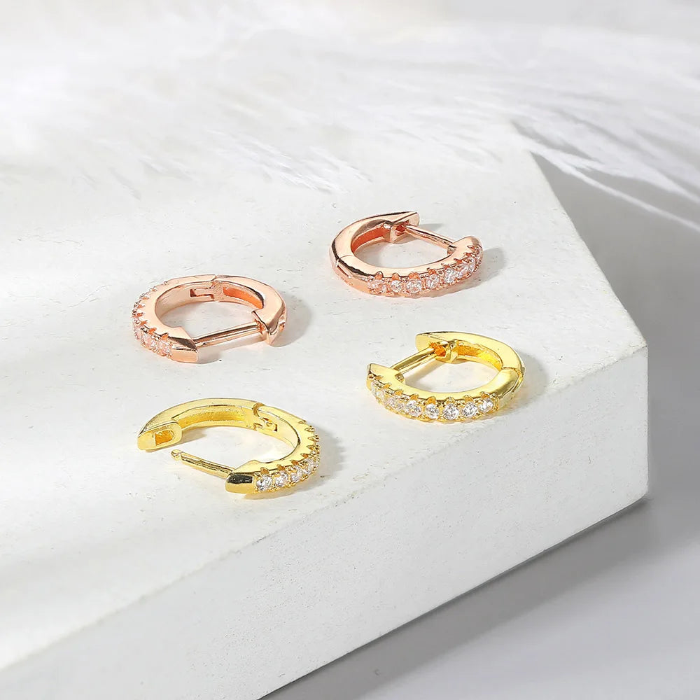 Iced Out Hoop Earrings Stainless Steel CZ