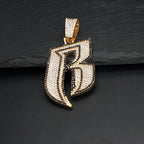 Hip Hop Big White Black Rhinestone Initial Letter B Pendant Necklace HipHop Iced Out Bling Necklaces Men Women Fashion